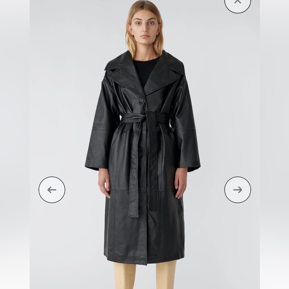 deadwood olga lambskin leather trench coat